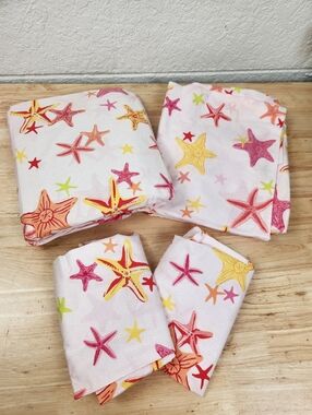 Pottery Barn Kids Bermuda Starfish Sheet Set Full 2 Shams NOS Colorful Tropical